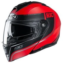 Modularer Helm Doppelte Homologation P / J Moto HJC I90 DAVAN MC1SF Rot Schwarz Matt