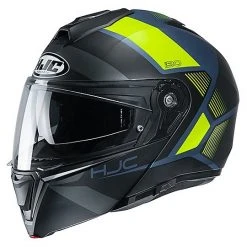 Modularer Helm Doppelte Homologation P / J Moto HJC I90 HOLLEN MC4HSF Mattschwarzgelb Fluo